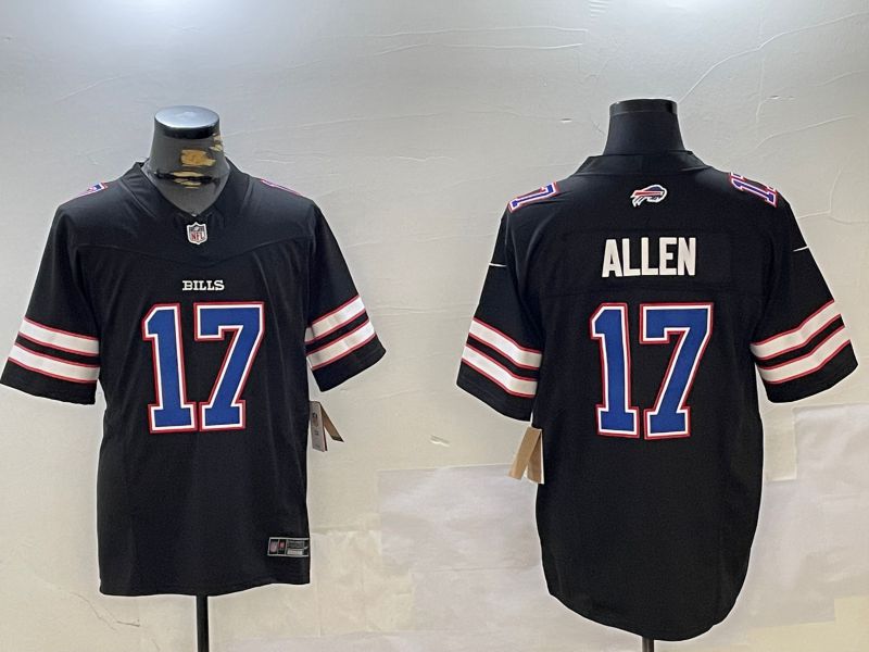 Men Buffalo Bills #17 Allen Black Throwback Three generation 2024 Nike Limited NFL Jersey style 1->new england patriots->NFL Jersey